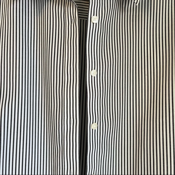Easy Care Button Front Shirt 100% Cotton Dark Grey Stripe Shirt Sz S Classic - Picture 5 of 6